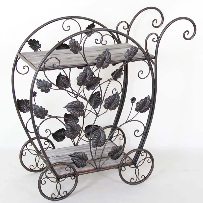 

Outdoor Decorative Two-Tiered Garden Cart Plant Stand