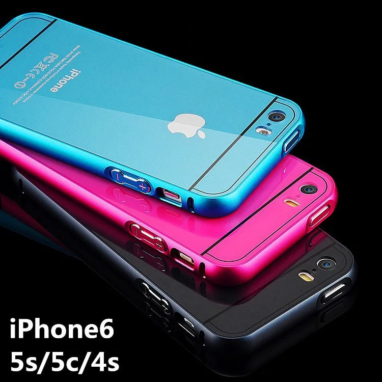 

Ultra Thin Metal Phone Bumper For Iphone 6 /6 plus/ 5s/5 Protective Case No Screw Circle Arc Gold Edge, Multi
