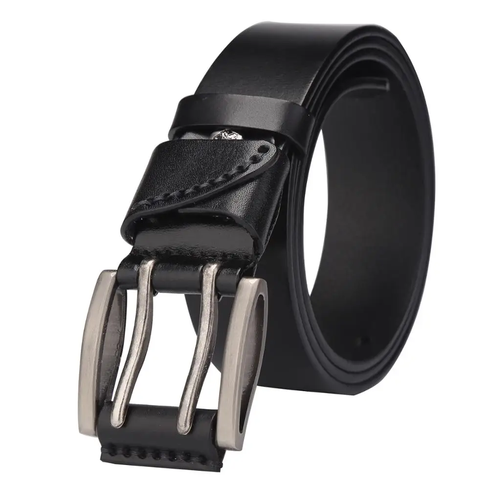 
Bison Denim Private label men jeans double pin buckle black genuine leather belts 