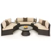 Modern half-moon shape synthetic rattan outdoor furniture,garden round sofa