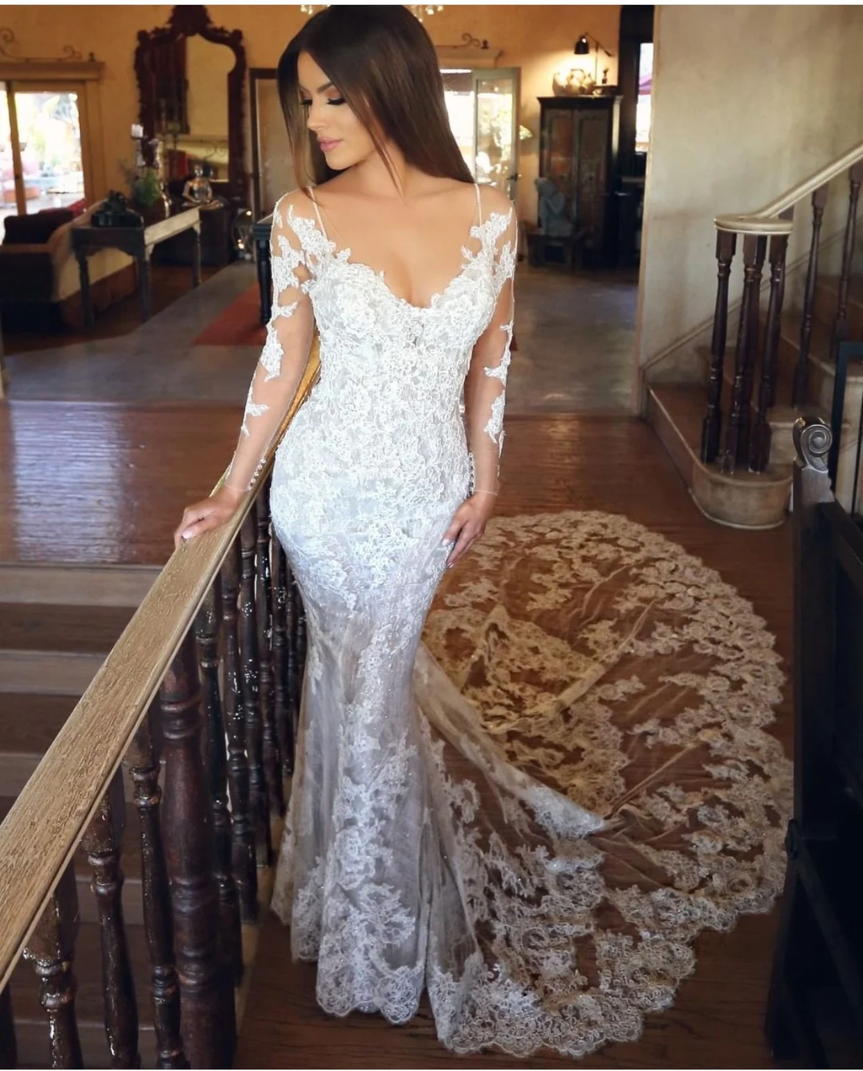 mermaid wedding dresses with long train