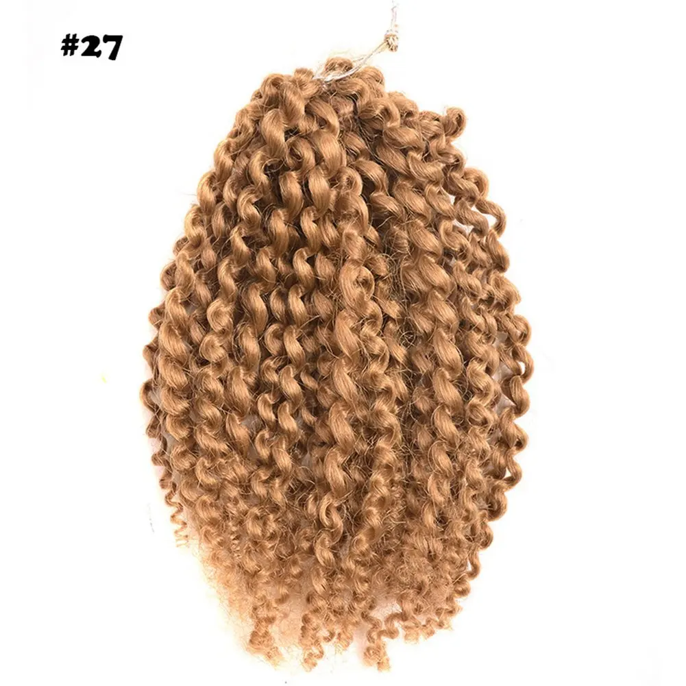2pack Ombre 8inch 3pcs/set Marlybob Crochet Braids Hair Curly Synthetic Braiding Hair Crochet Braid Hair Extensions afro kinky curl (8"2pack, #27)