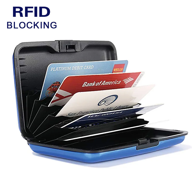 

Metal Credit Card Holder RFID Blocking Aluminium Wallet, Red, black, brown, orange, etc, or customized color