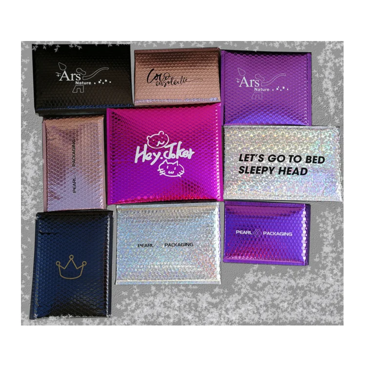
Factory Wholesale Custom Printed Pink Colored Plastic Bubble Mailing Bag Padded Envelope/Metallic Poly Bubble Mailer 