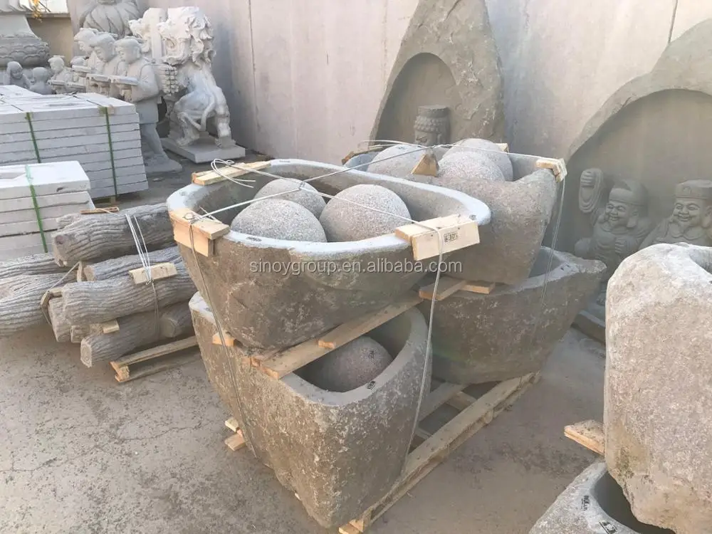 Modern Home Garden Water Troughs,Black Natural Stone Old Stone Water