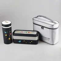 

LULA 1040ml Black Lunch Box Tumbler Set And Bag Pretty Single Bottle Custom Logo Bento Box and Insulated Cooler Bag for Boys