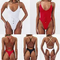 

brazilian Thong One Piece Swimsuit 2019 Sexy Cross Halter Swimwear Women Solid Bathing Suits Beach Wear Swim Backless Bikinis