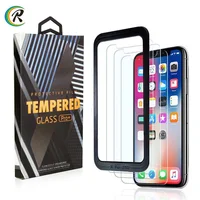 

With applicator tray 3 Pack Mobile Tempered Glass For iPhone XS Max XR Tough Protection Screen Protector for iPhone X