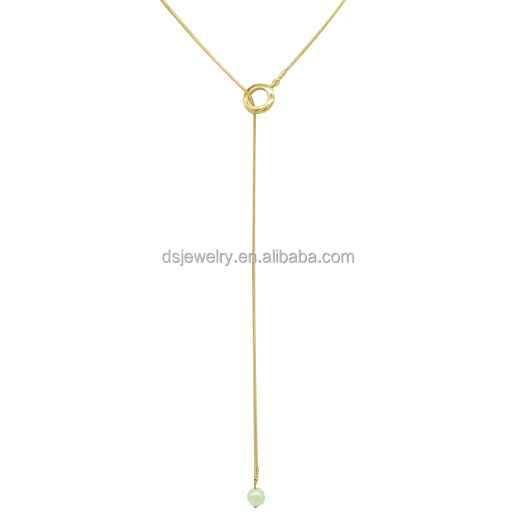 

Stainless steel couple pendant necklace single pearl necklace long jewelry, Gold
