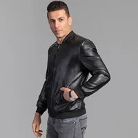 

mens casual baseball/letterman jacket PU leather jaket for man