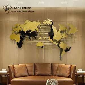 Image of Handmade Home Decoration 3D Large Wall Hanging Decor Metal World Map