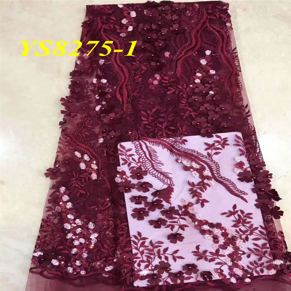 

Gorgeous pink Embroidered bridal french tulle fabrics 3d lace fabric