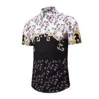 

A3969 China Garment latest summer white black shirts floral print dress shirts