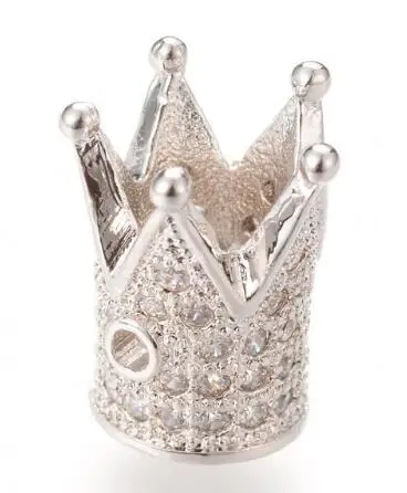 
Zircon large hole engraved micro pave accessories crown shape bead spacers brass pave bead beads for jewelry making 