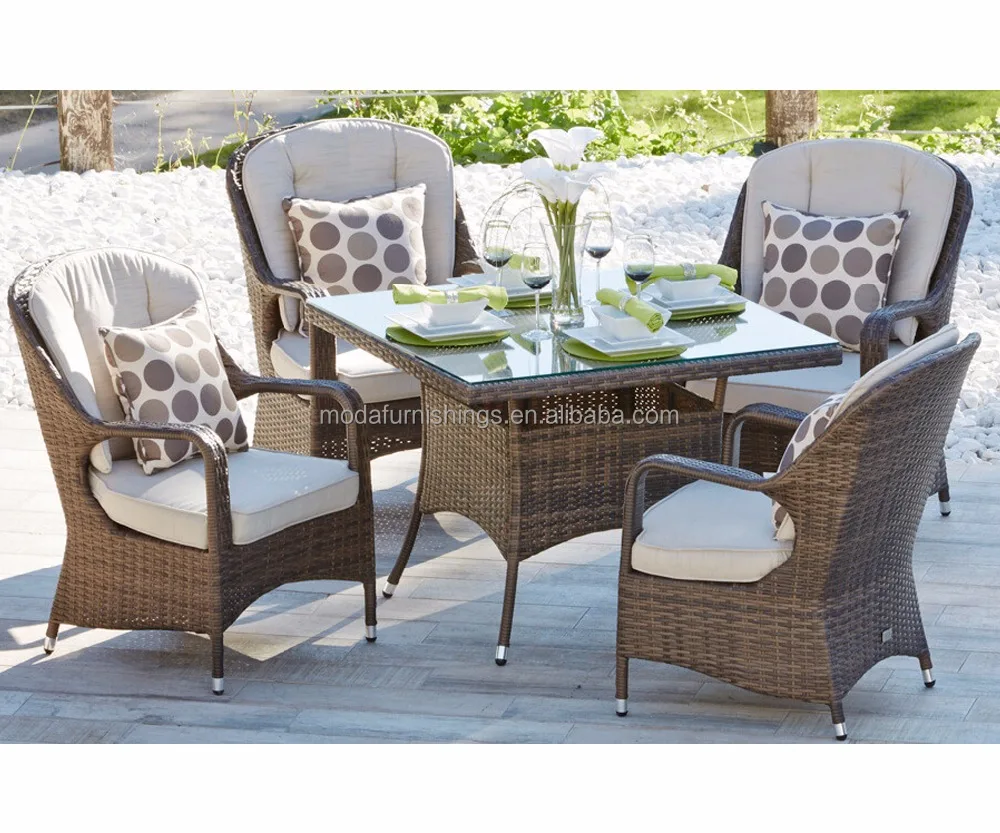 
Outdoor Modern Porch Wicker Rattan Dining Chairs and Table  (60734161554)