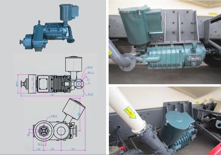 transportation truck dry bulk cement tanker compressor with diesel engine