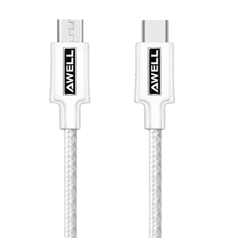 

USB cable for phone charger nylon 10 ft, Black;white