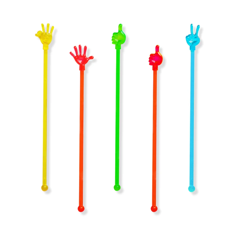 

600pcs(20pcs/bag*30bags)18cm Cocktail Swizzle Sticks Drink Wine Stirresr Coffee Stir Color Assorted Palm-shaped Plastic, N/a