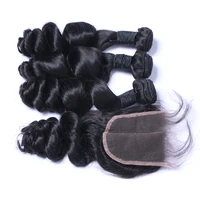 

8A 9A human hair loose wave bundles with closure 4x4 lace closure brazilian hair double drawn hair extension