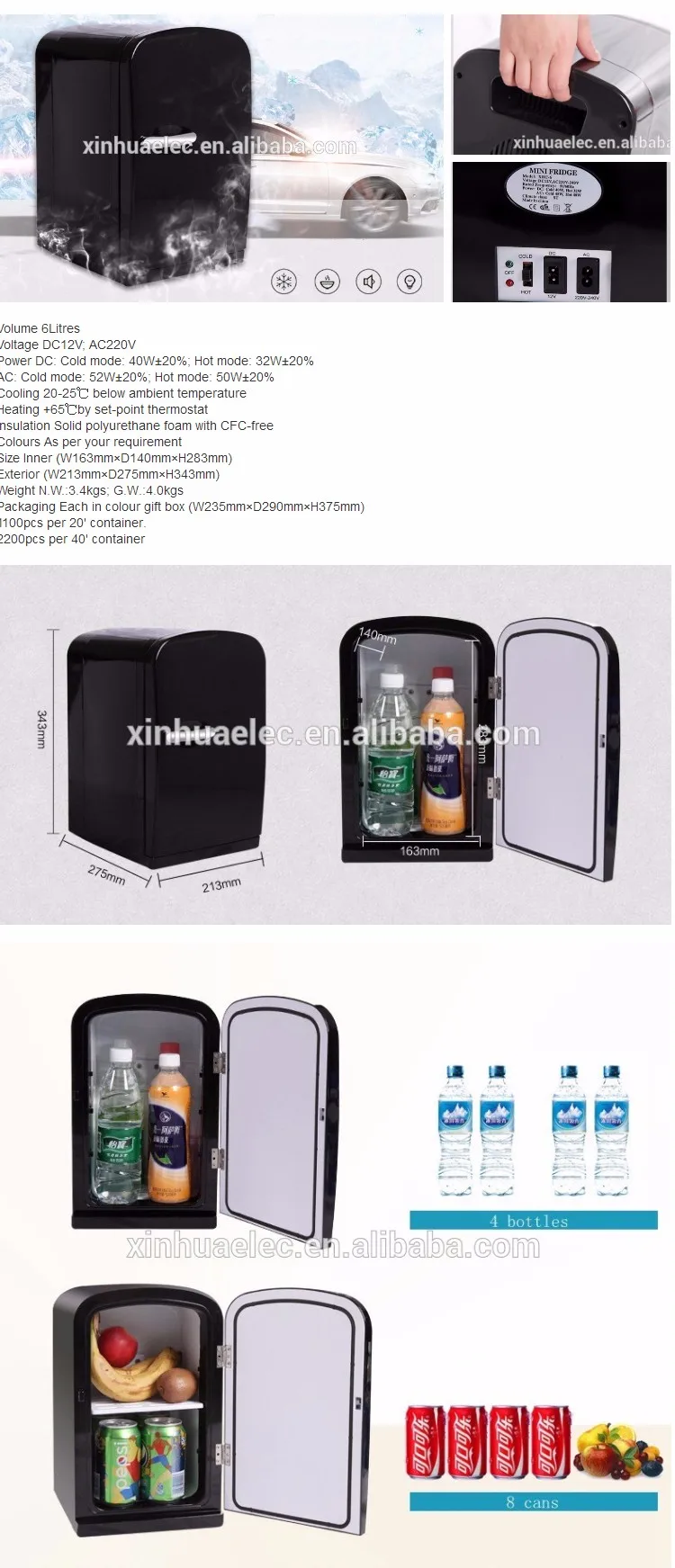 Ce/gs 8l Black Color Compact Small Milk Cooler/milk Fridge Mini Fridge For Coffee Machine Or