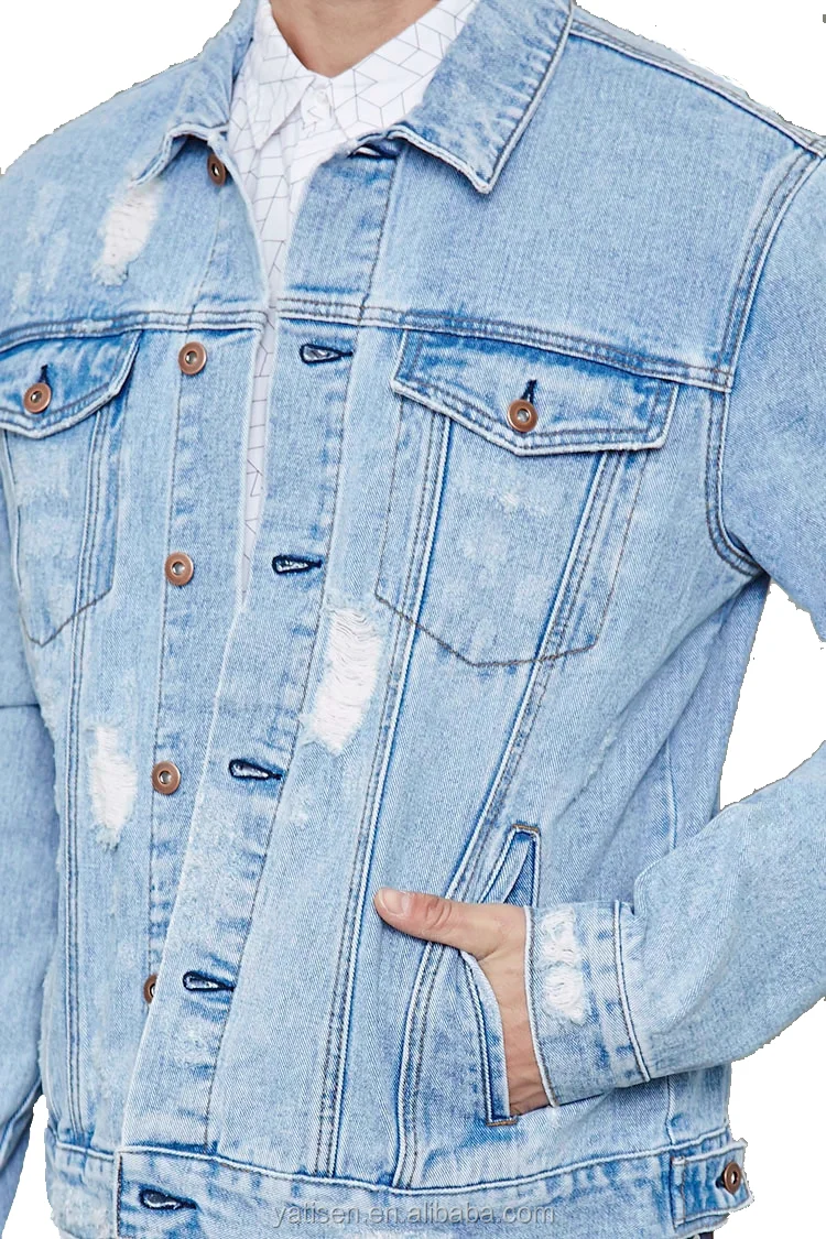 wholesale denim Men's cotton make old hole jeans jacket
