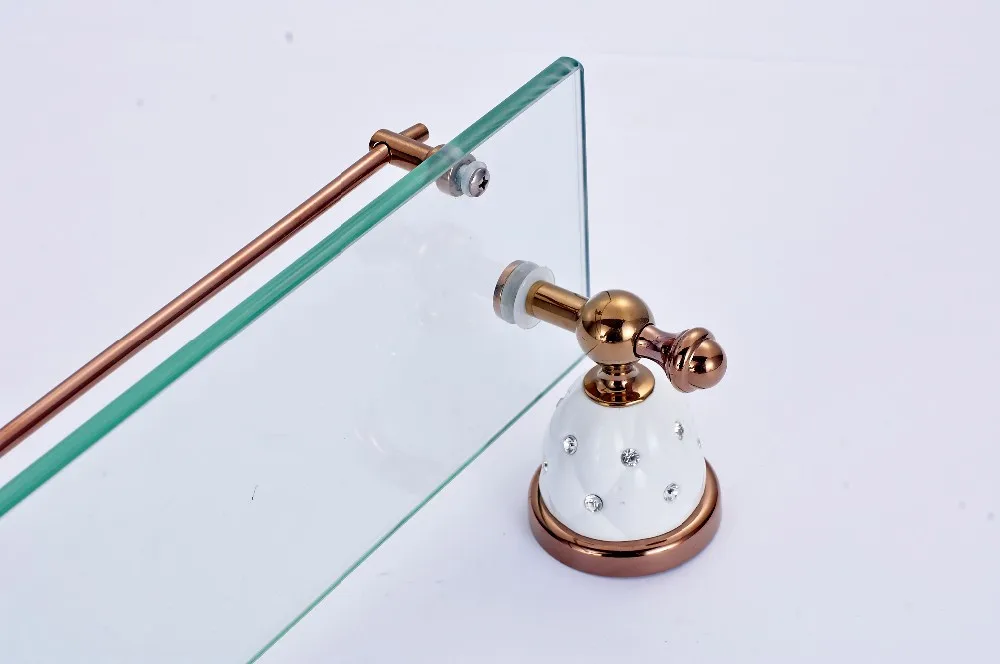 Fapully Modern Bathroom Decorative Single Layer Wall Rose Gold Glass