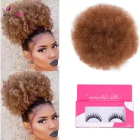 

Synthetic Short Afro Kinky Curly Drawstring Ponytail High Temperature Pony tail Clip in Extensions on Curly Hair Bun