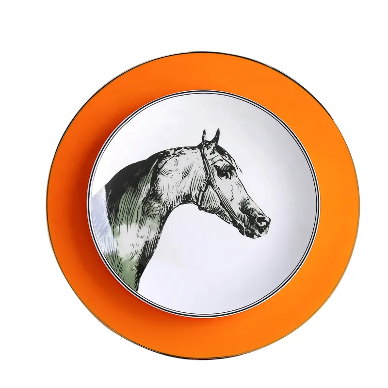 

Restaurant ceramic dinnerware plates  porcelain dish with custom logo, Orange