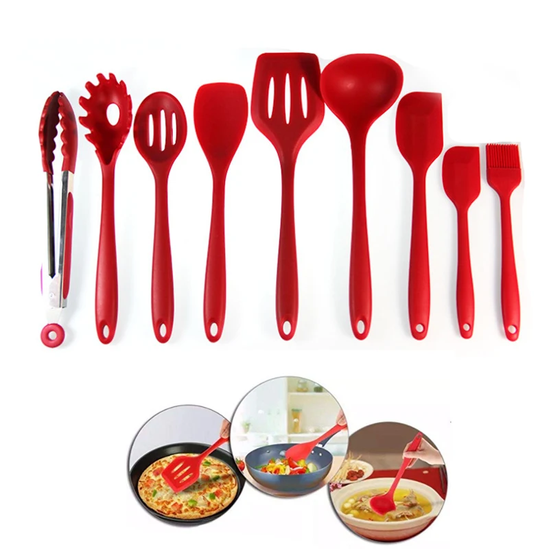 

Kitchen Accessories Wholesale 10 Pcs Kitchen Utensils Silicone Heat Resistant Non-Stick Kitchen Utensil Set Cooking Tool, Pantone color