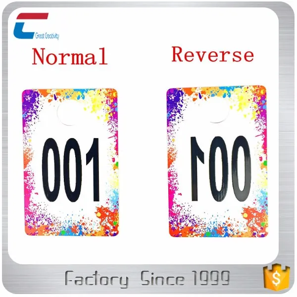 Plastic Number Tags Live Sale Normal and Reverse Mirror Image Hanger Cards 