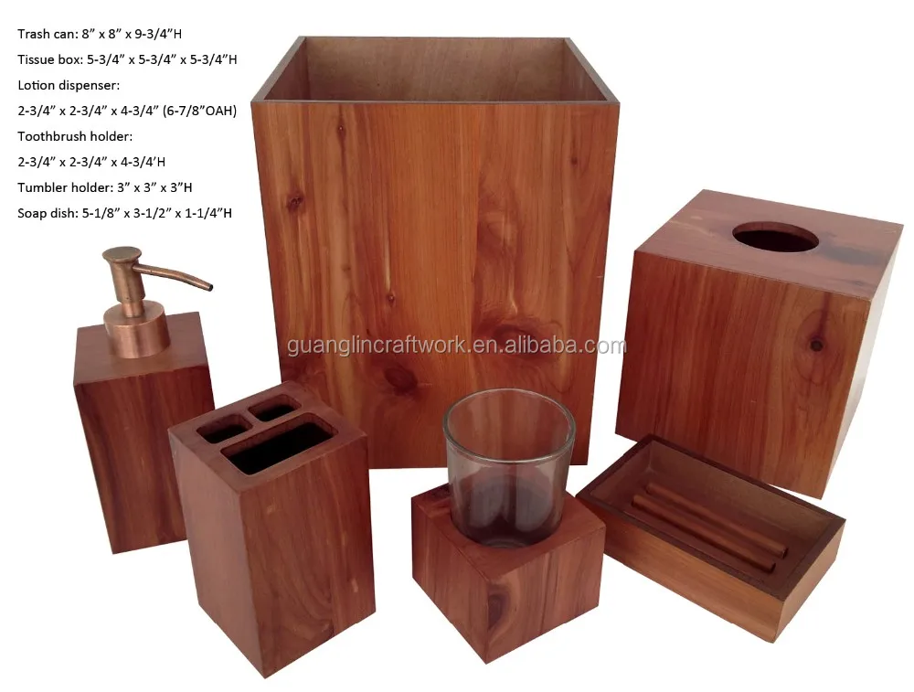 Acacia Wood Bathroom Accessories 6 Piece Bathroom Set For Spa Cute Bath