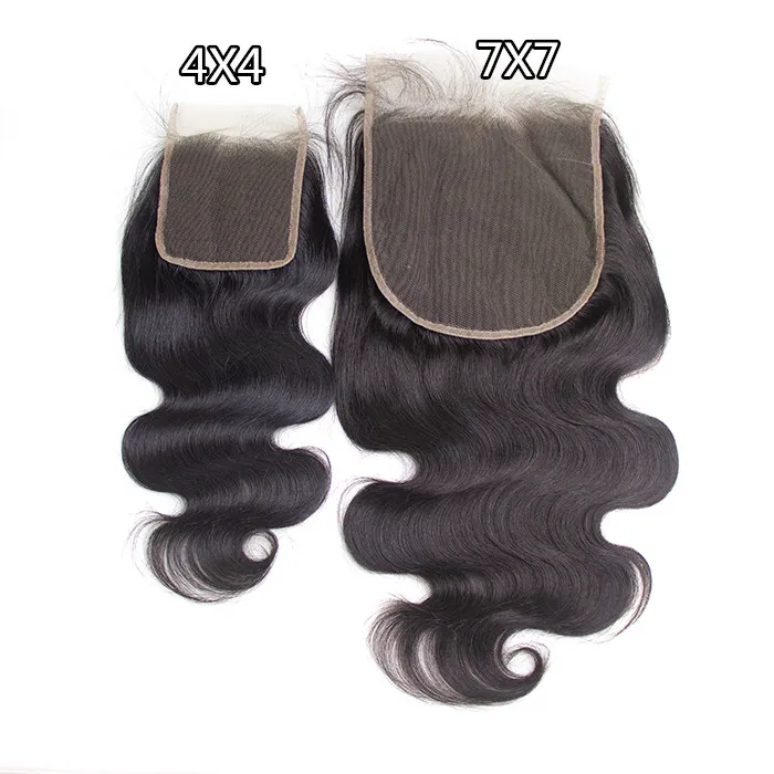 

Good Quality Brazilian Cuticle Aligned 4X4 5X5 6X6 7X7 Lace Closures With Baby Hair,Pre Plucked Black Human Hair Lace Frontal, Natural color #1b;light brown;dark brown