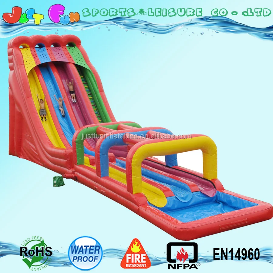 Triple Lane Giant Wet Dry Inflatable Water Slide Slip Slide For Sale