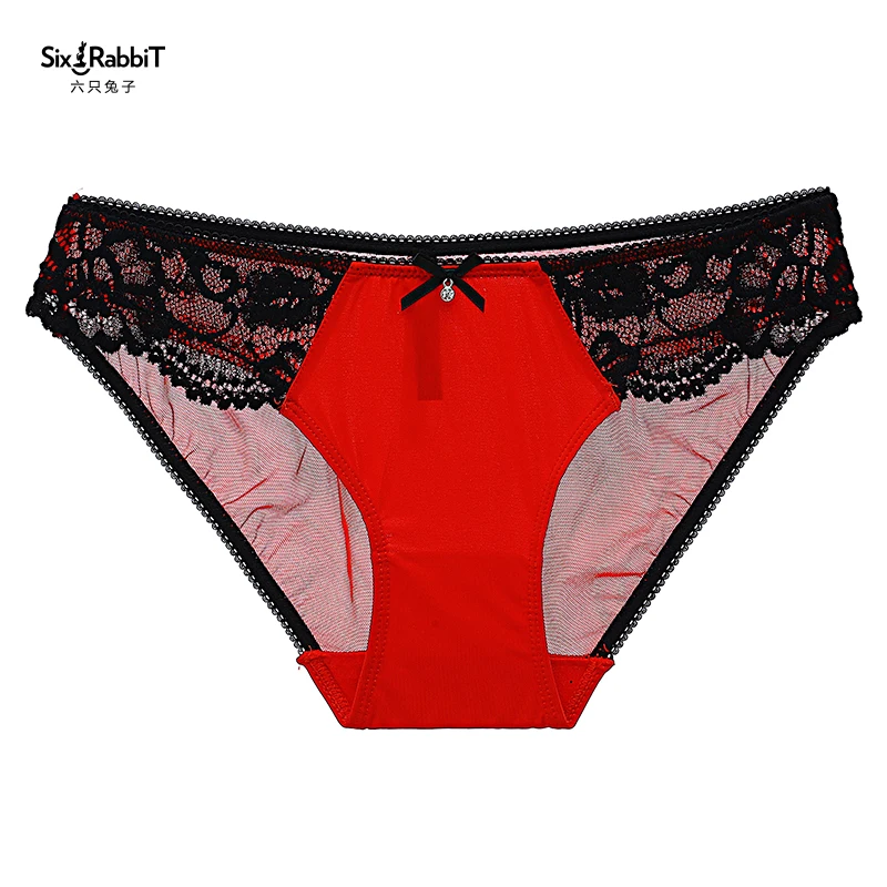 

SIX RABBIT Seamless Transparent Ice Silk Lace Low Rise Cotton Ladies Panties