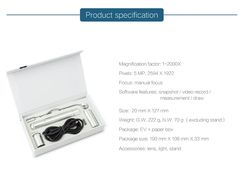 
5MP 500X Optional 1000X 2000X Long Focus Lenses Infrared UV LED Light Handheld USB Digital Video Microscope With Z008 Stand 