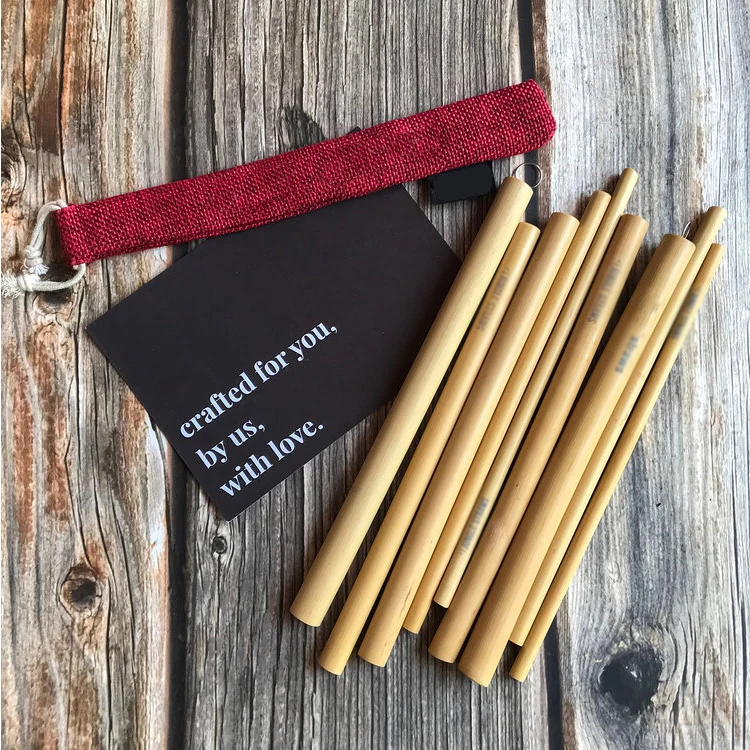 

High-Grade Bamboo Products Yellow Hand-Polished Laser Custom Logo Organic Wood Straw for Drink, Natural bamboo color