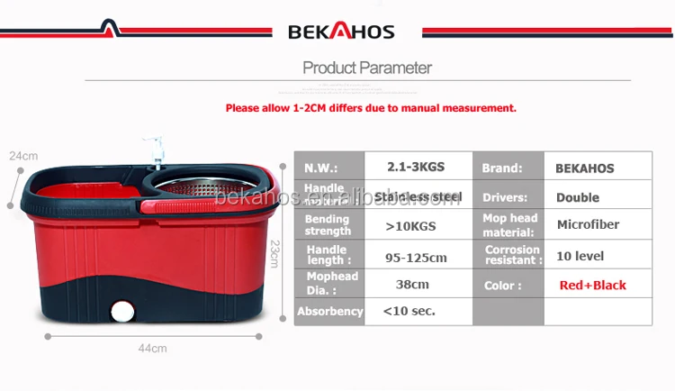 Spin Mop Square Bucket Red+Black (4)
