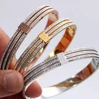 

3 Rows of Diamond Stainless Steel Iced Out Jewelry Letter MK Bracelet for Women All Brand Jewelry