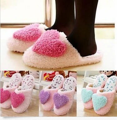 

New Womens Ladies Girl Cute Love Slippers Non Slip Plush Soft Home Shoes
