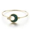 Elegant Ladies Gold Bangle, Copper Alloy Jewelry Synthetic Gem Stone Piece Twisted Cuff Bangle for Women