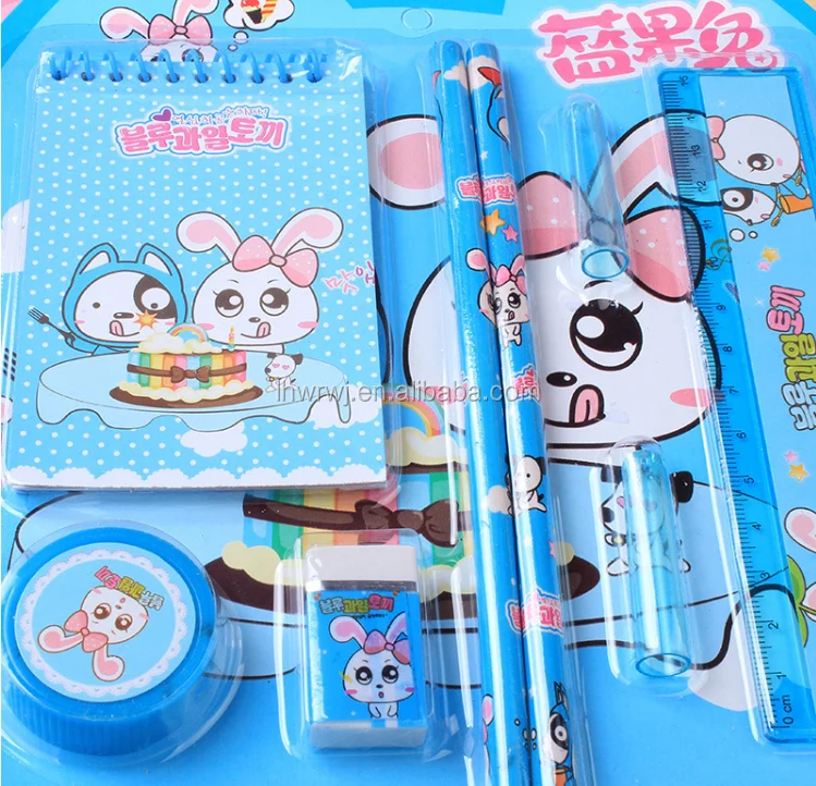 Korean School Supplies For Kids Custom Design 4pcs Stationery Gift Set