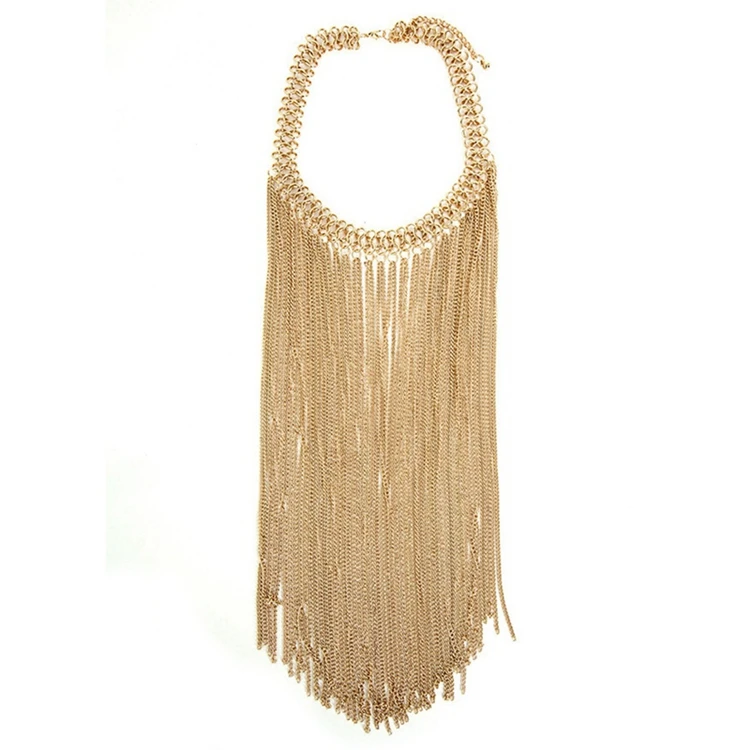 

Fancy Thin Gold Plated Chain Tassel Statement Jewelry Fashion Designs Women Long Chain Necklace for Wholesale, 2 colors