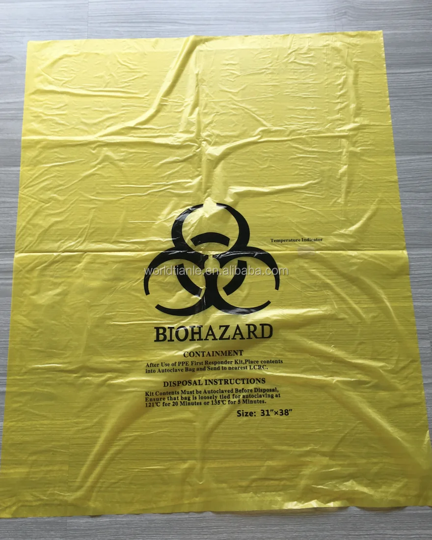 31''x38'' Autoclaving Biohazard Medical Waste Plastic Bag With