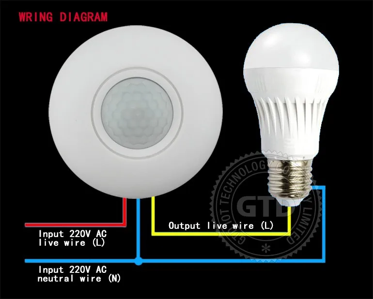 Adjustable Lux And Delay Time Ceiling Pir Sensor Light Switch - Buy Pir ...