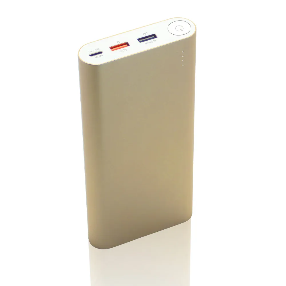 

quick charge type-c and QC3.0 Power Bank 20000mah for smart phone, Black;golden;gray;silver;rose gold