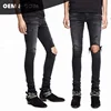 OEM new style jeans pent men strech black broken jeans
