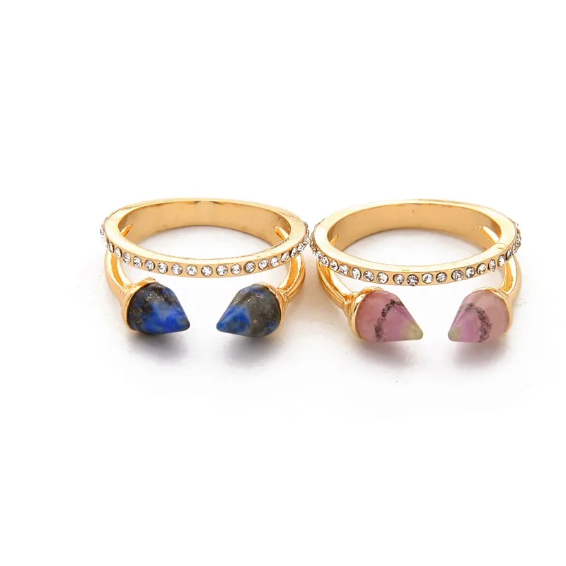 

jz00250 Fashion Jewelry Synthetic Stone Pink Blue Rivets Vintage Finger Rings for Women, As picture