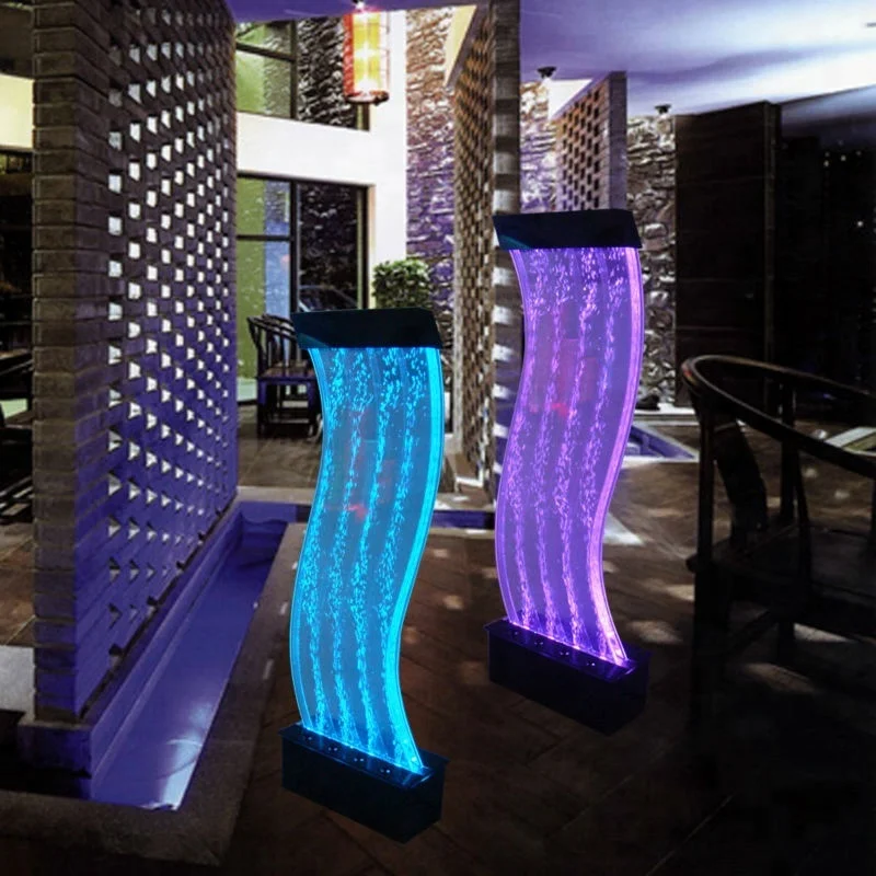 

Cafe design water feature S shape acrylic led furniture water bubble wall screen