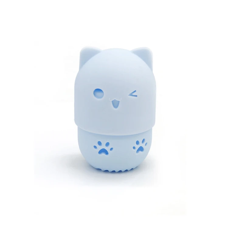 
Cute Cat Travel Foundation Sponge Holder Makeup Sponge Silicone Case 