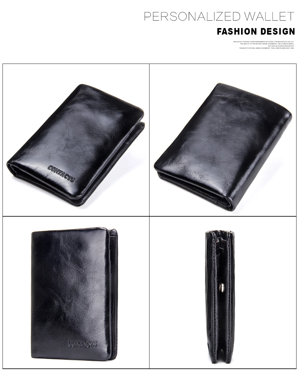 China Wholesale Black Vintage Leather Men Money Bifold Wallet